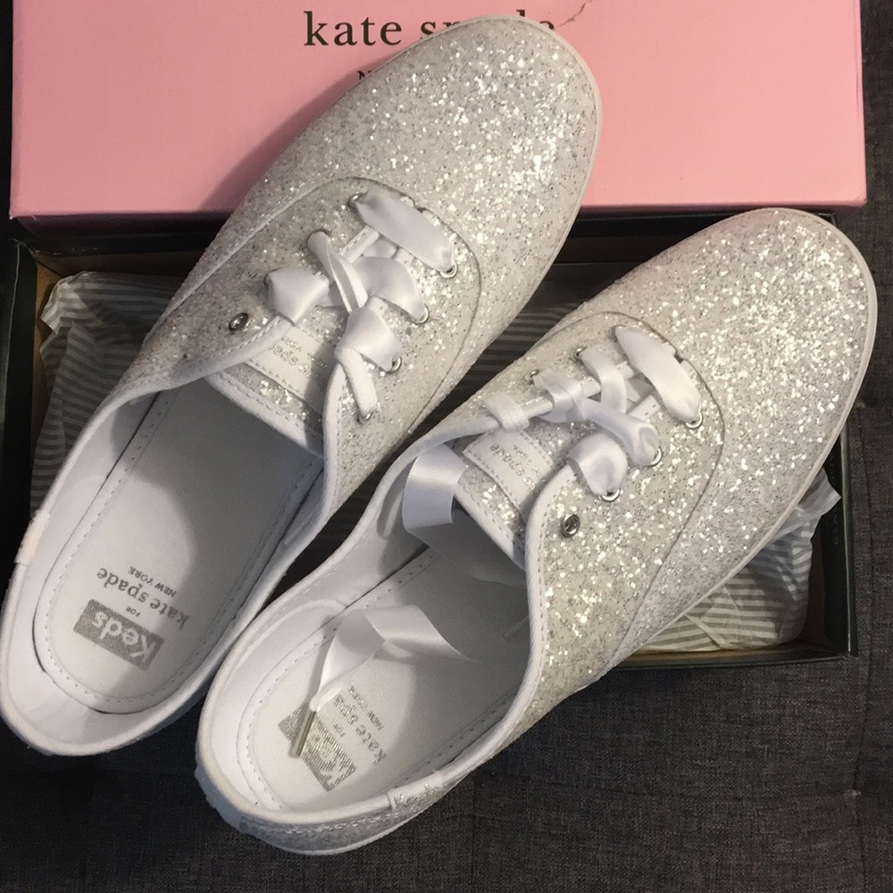 Keds for Kate Spade white glitter sneakers